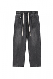 Черные джинсы DYCN с резинкой на шнурке модель унисекс