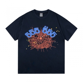 Sp5der с принтом паутины футболка в темно-синем цвете