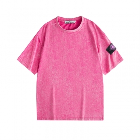 Розовая футболка с коротким рукавом от бренда STONE ISLAND