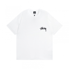 Базовая белая футболка STUSSY с "разбитым логотипом" на спине