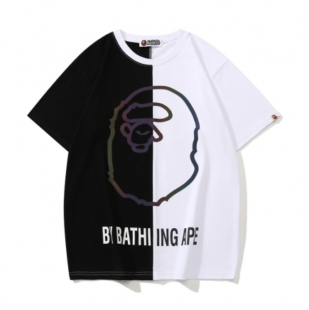 Футболка Bape чёрно-белая кроя оверсайз в фирменном зип-пакете