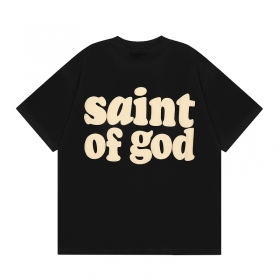 Черная футболка Saint of god KANYE модель прямого кроя