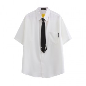 Белая рубашка YUXING с галстуком и маленькими подвесками