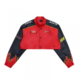 Гоночная красно-чёрная укороченная куртка Punch Line на кнопках