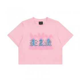 Розовый короткая Punch Line хлопковая футболка с коротким рукавом