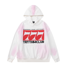 Бело-розового цвета стильное худи с рисунком "777" Rhythm Club