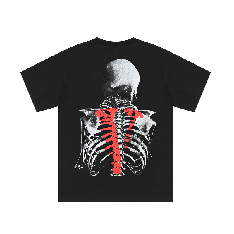 Хлопковая чёрная футболка от бренда VLONE с принтом на груди и спине 