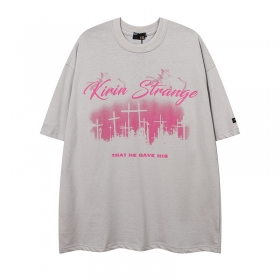 KIRIN STRANGE модная бежевая футболка с рисунком "кресты"