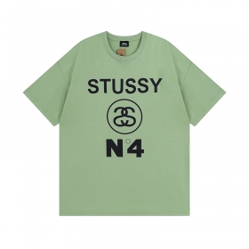 №4 Stussy футболка серо-зеленого цвета с коротким рукавом