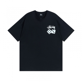 Черная футболка Stussy с фирменным рисунком "кидай кости"