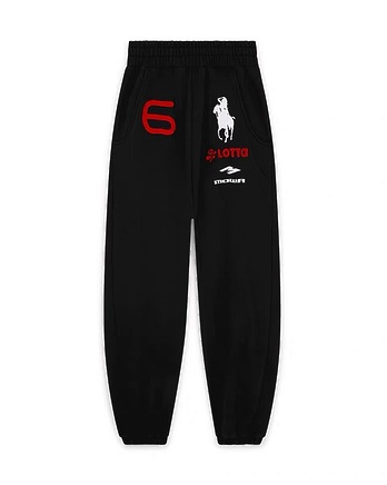 Штаны Mowalola на резинке в черном цвете с принтом