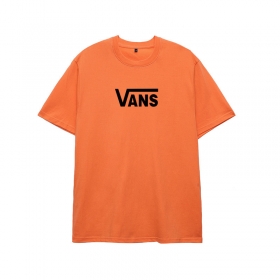 Оранжевая футболка Vans с черным логотипом на груди 