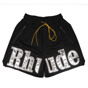Черные шорты бренда RHUDE на резинке со шнурками и фирменным лого