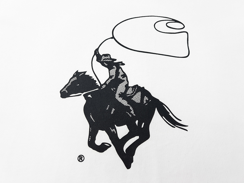 Футболка белого цвета Carhartt с рисунком "ковбой крутит лассо"