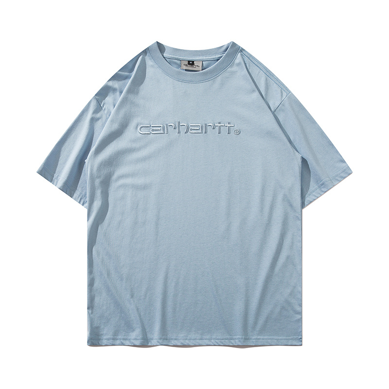Светло-голубая футболка Carhartt с фирменной вышивкой