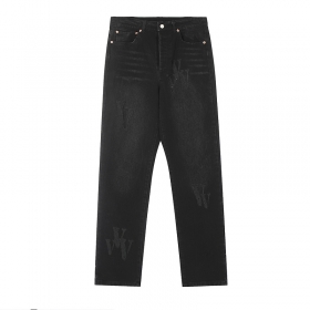 Стильные в черном цвете джинсы от бренда VLONE прямого кроя