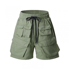 Короткие шорты карго от SSB цвета хаки с накладными карманами