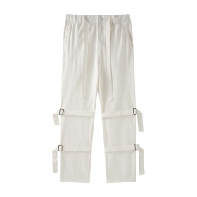 Белые штаны BE THRIVED средней посадки на резинке с ремешком тканевым