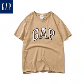 Трендовая бежевая футболка с логотипом на груди GAP широкая