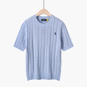 Качественная Polo Ralph Lauren вязанная футболка голубого цвета