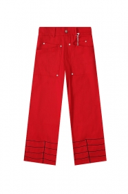 Комфортные джинсы DYCN красного цвета с большим пауком