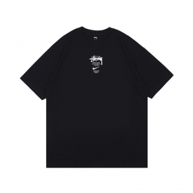 Базовая однотонная чёрная футболка с принтом на груди Stussy x Nike