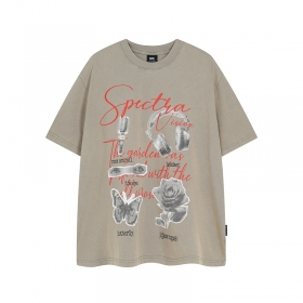SPECTRA VISION бежевая футболка с напечатанным принтом спереди