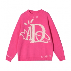 Розовый свитер Made Extreme с вязанным бежевым логотипом на груди