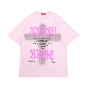 Розовая со спущенной линией плеча футболка бренда LAZY STAR