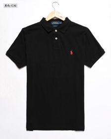 Эффектное поло в черном цвете Ralph Lauren с красным лого