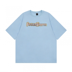 Голубая Punch Line стильная хлопковая футболка с коротким рукавом   