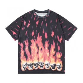 Чёрная Maison Margiela футболка с принтом "Черепа в огне"