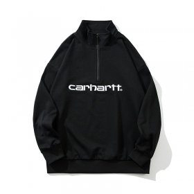 Оверсайз фасона чёрный Carhartt с молнией на горловине свитшот