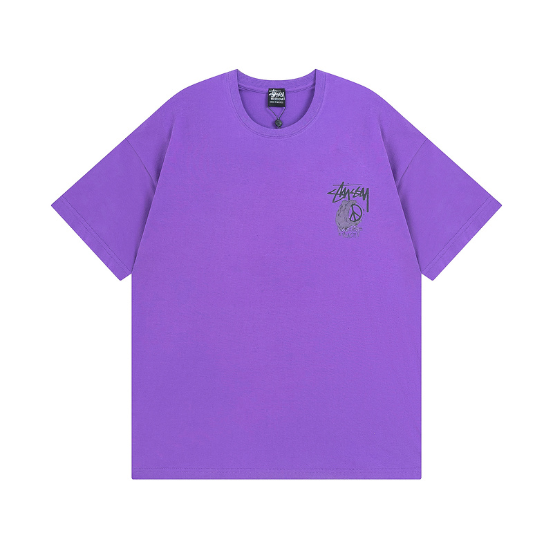Фиолетовая футболка Stussy с фирменным рисунком "increase the peace"