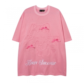 KIRIN STRANGE розовая футболка с бантами и объемным котом