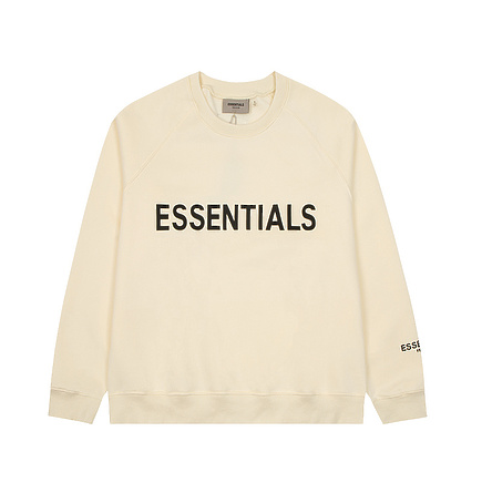 Трендовый Fear Of God Essentials с начёсом молочный свитшот оверсайз