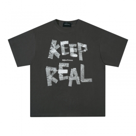 Тёмно-серая Made Extreme футболка с надписью "Keep Real" на груди