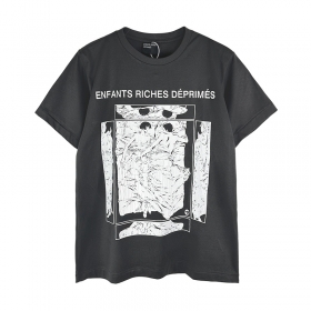 Чёрная Enfants Riches Deprimes футболка с чёрно-белым рисунком