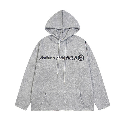 Свободное серое с лого худи Maison Margiela из 100% хлопка