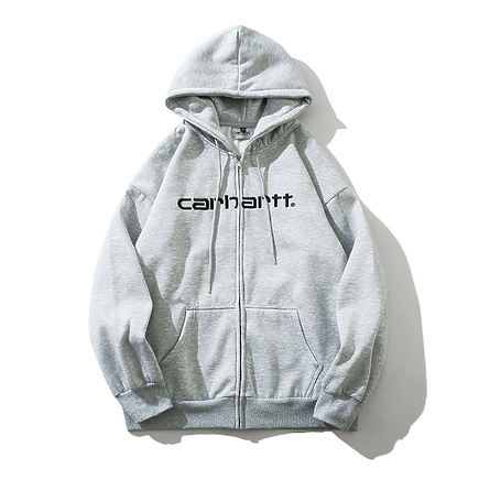 Толстовка Carhartt на молнии с начёсом и капюшоном в сером-цвете