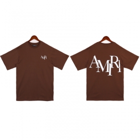 Коричневого цвета AMIRI футболка с лого и коротким рукавом