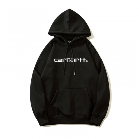 Черное худи Carhartt с брендовым логотипом белого цвета
