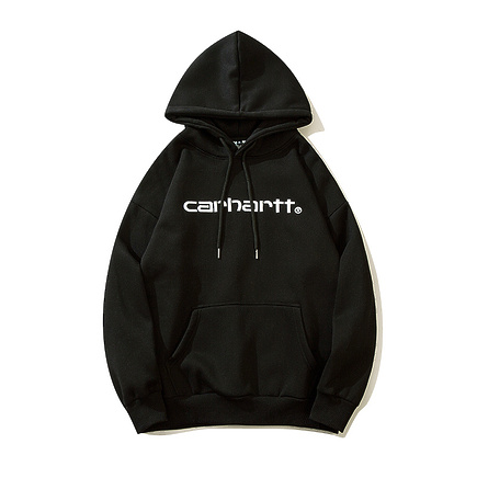 Черное худи Carhartt с брендовым логотипом белого цвета