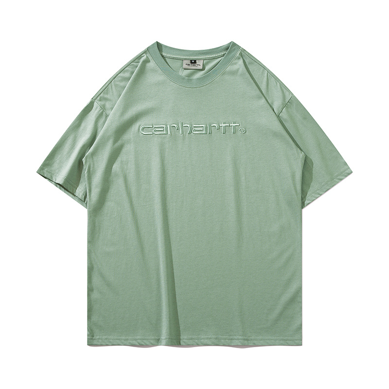 Carhartt футболка светло-зеленого цвета с фирменной вышивкой спереди