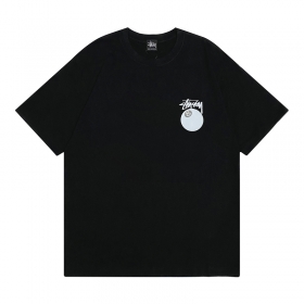 Черная универсальная Stussy футболка прямого кроя с принтом на спине