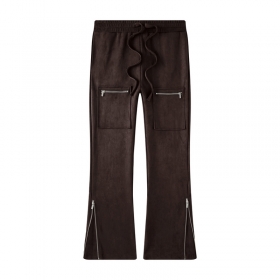 Замшевые коричневые штаны BE THRIVED  на резинке, крой oversize.