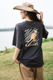 Футболка Kangol графитового цвета с цветным логотипом бренда