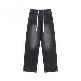 От бренда BYD JEANS черные джинсы со светлыми потертостями