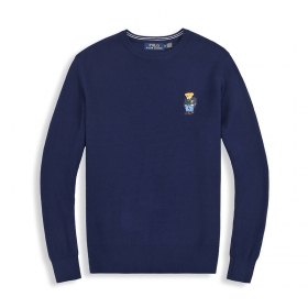 С нашитым мишкой на груди Polo Ralph Lauren темно-синий свитер