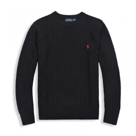 Вязанный черный свитер Polo Ralph Lauren с округлым вырезом